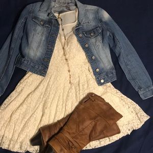 White and Gold lace dress